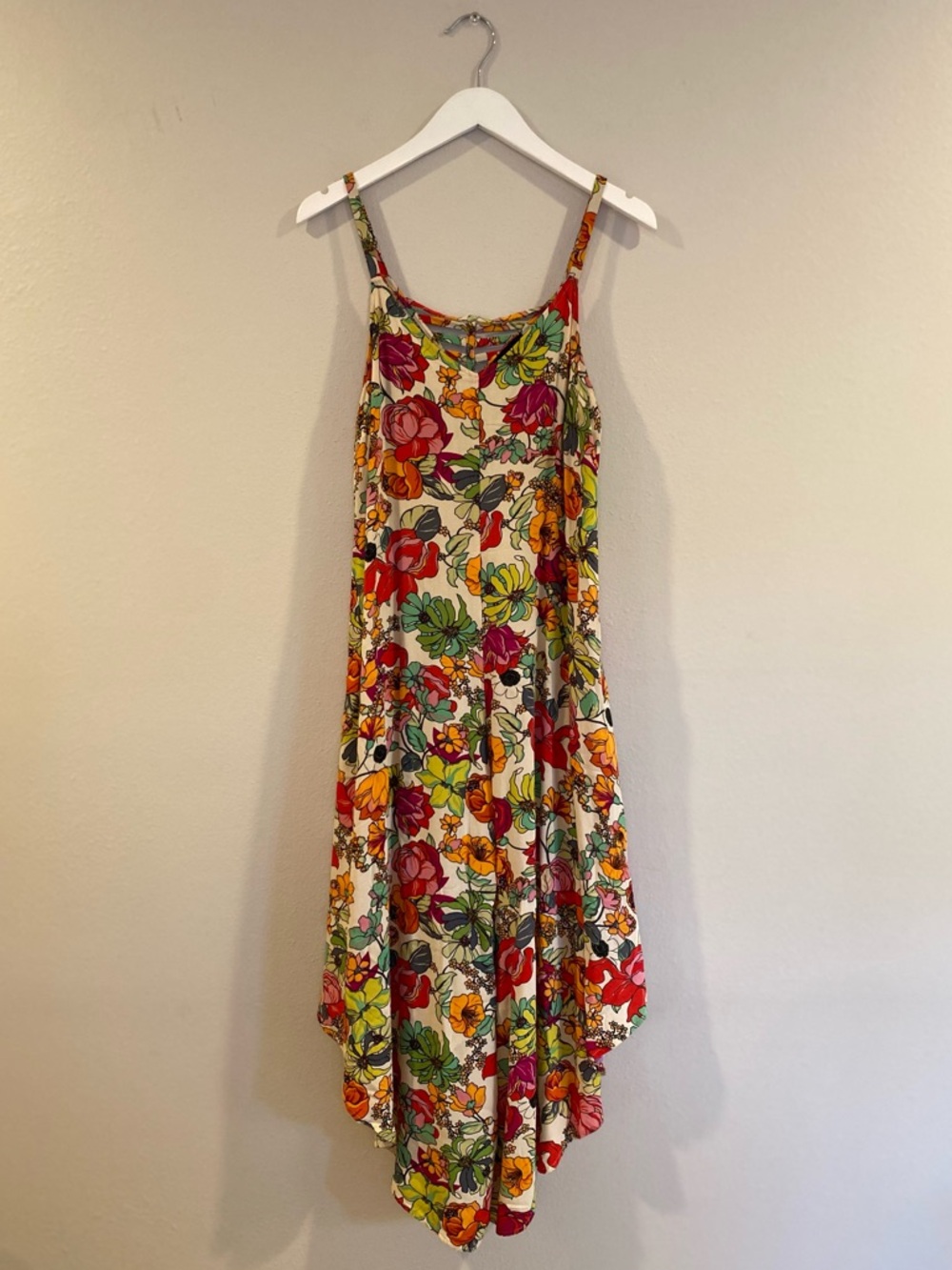 MSK Floral Wide Leg Jumpsuit - Size L Boho Summer Vacation - Picture 2 of 11